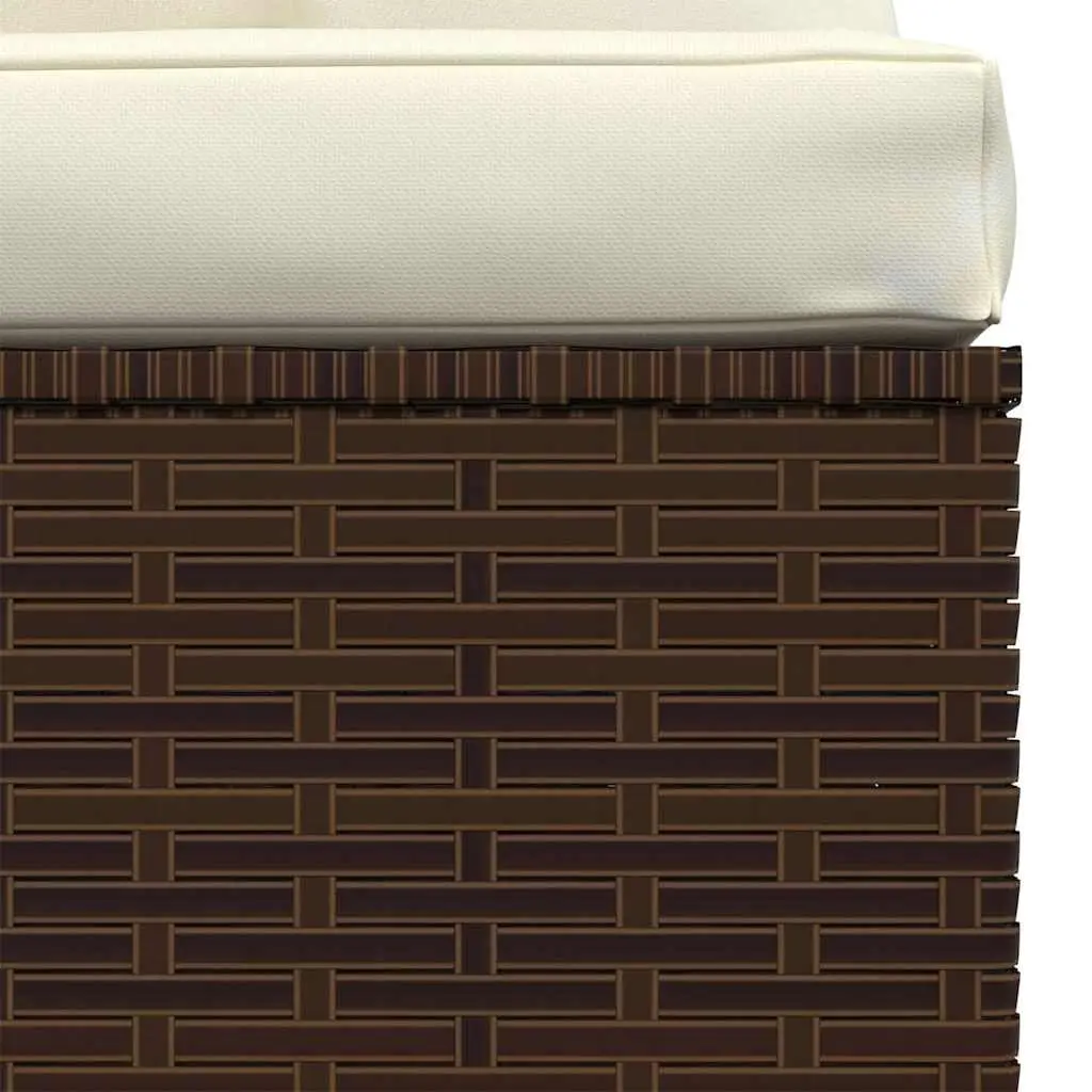 Outdoor Sectional Middle Sofa Brown PE Rattan Garden Patio Seat Modular