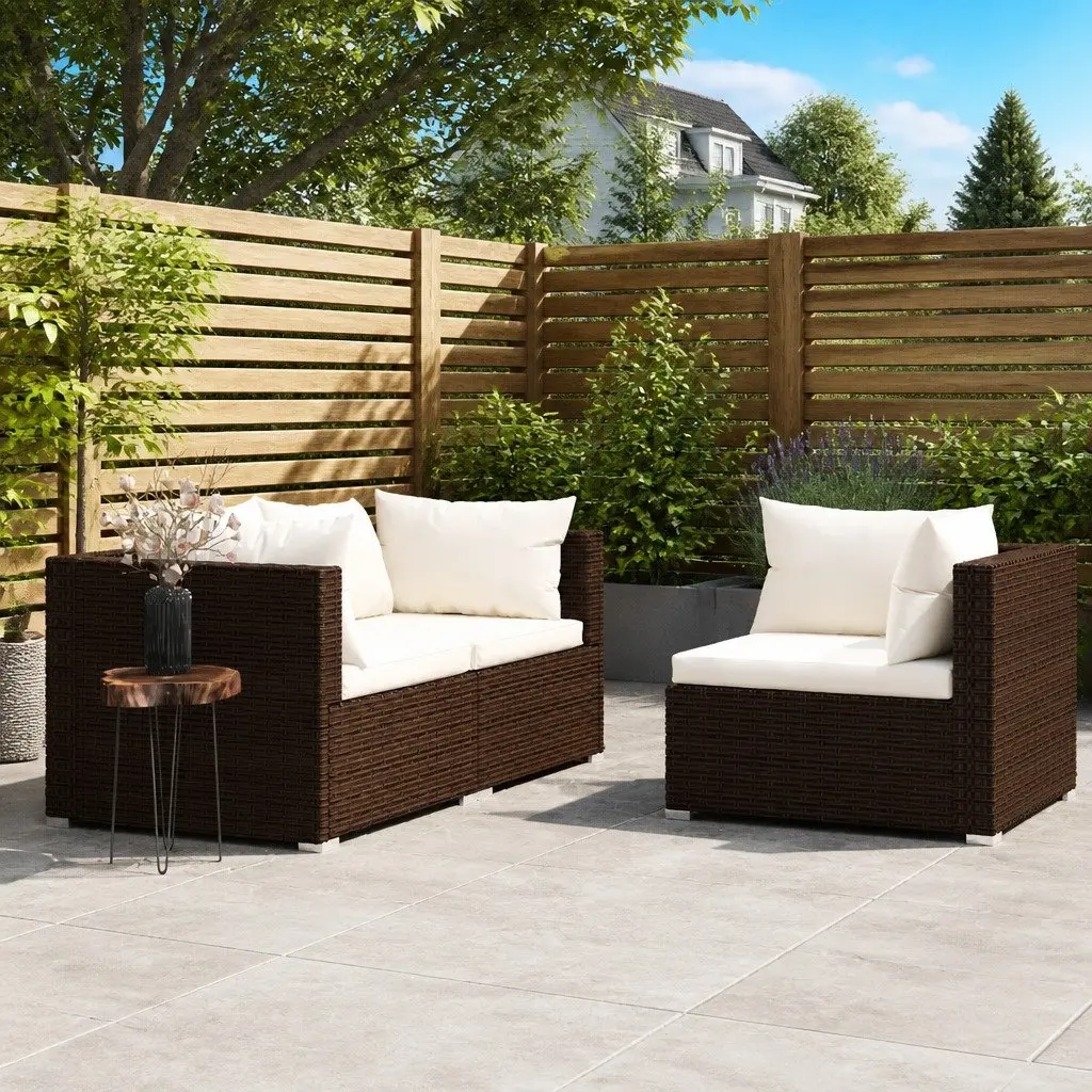 Outdoor Sectional Sofa Set Modular Configuration 3 Piece Brown Rattan