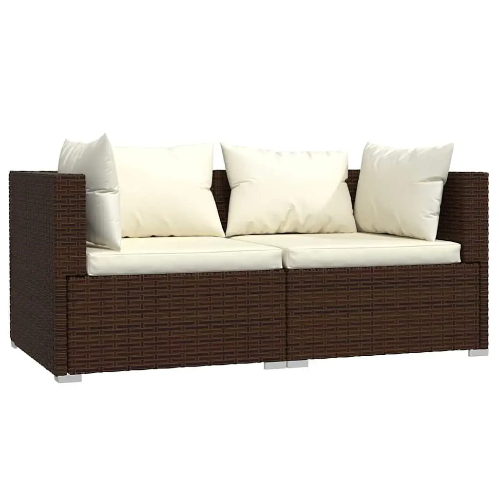 Outdoor Sectional Sofa Set Modular Configuration 3 Piece Brown Rattan
