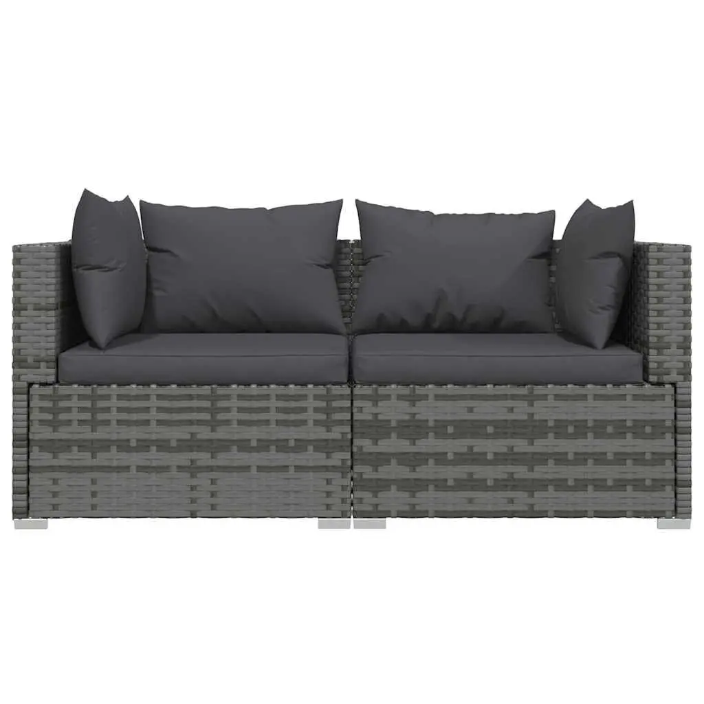 3 Piece Outdoor Lounge Set Grey PE Rattan Furniture with Cushions