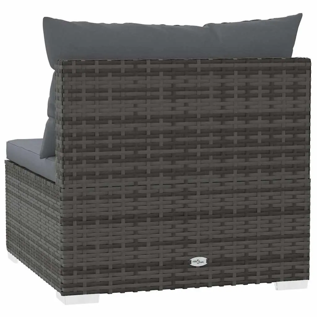 Outdoor Garden Middle Sofa Sectional Unit with Cushions Grey Poly Rattan Patio