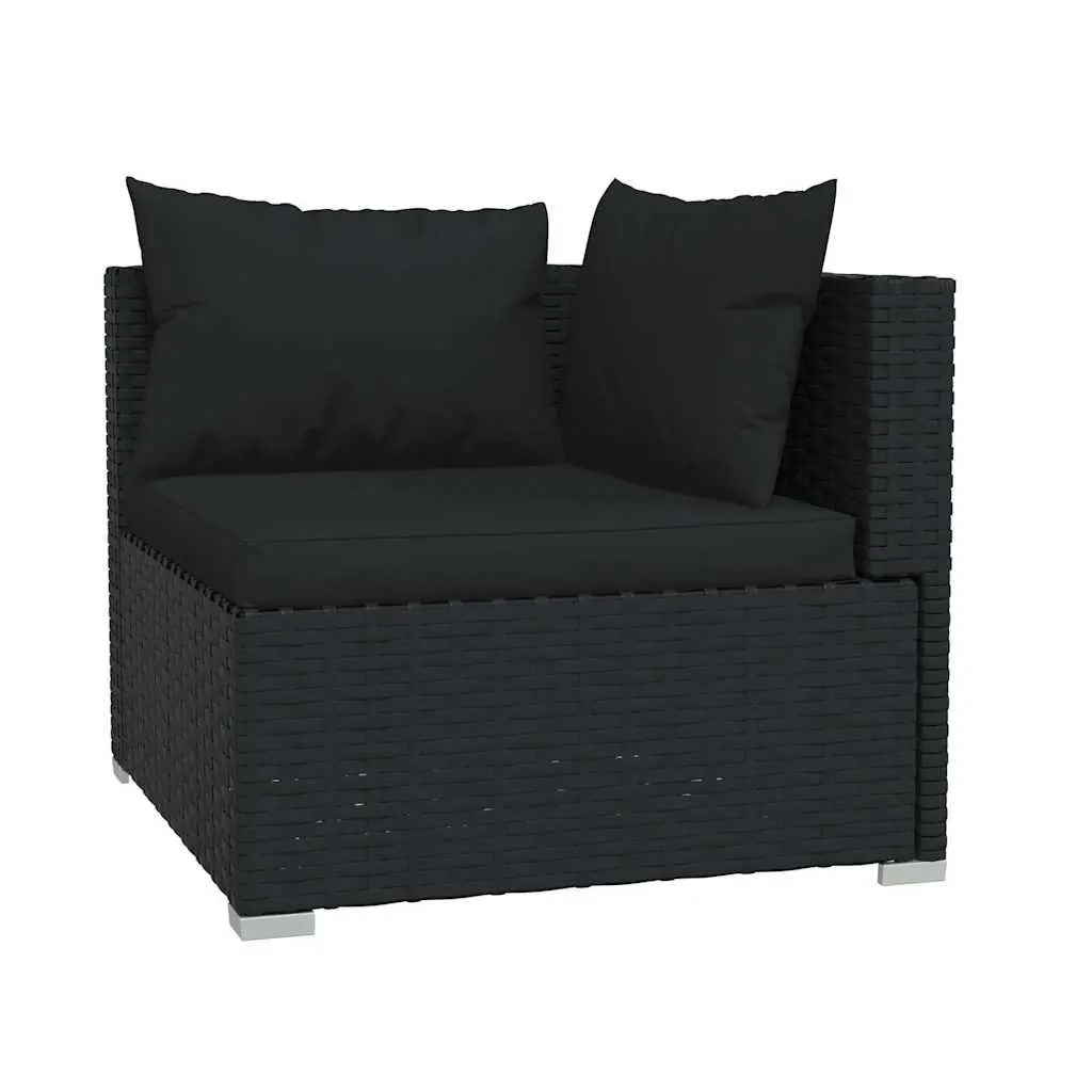 2-Seater Outdoor Garden Sofa Set Black Rattan Patio Furniture with Cushions