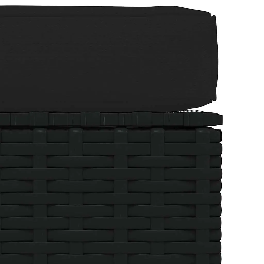 Outdoor Pouffe Footrest with Removable Cushion Black 70x70x30cm