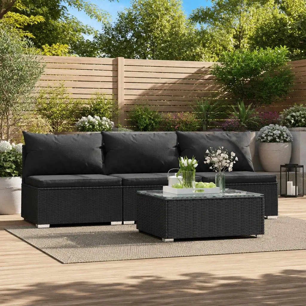 Garden Lounge Set 4 Piece Outdoor Patio Furniture Modular Rattan Sofa Cushions