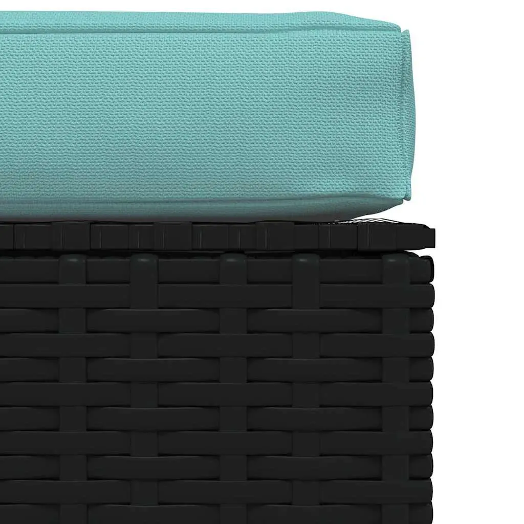 Garden Footrest Ottoman Removable Cushion Black 70x70x30 cm Outdoor Patio Footstool