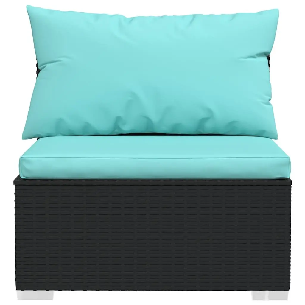 Garden Middle Sofa Modular Outdoor Seat Black Waterproof PE Rattan