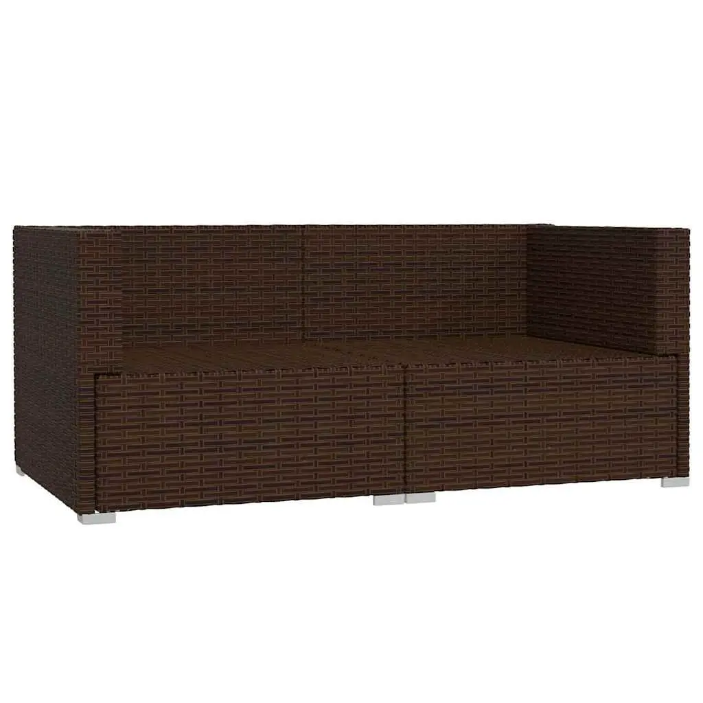2-Seater Outdoor Sofa Brown Rattan with Cushions