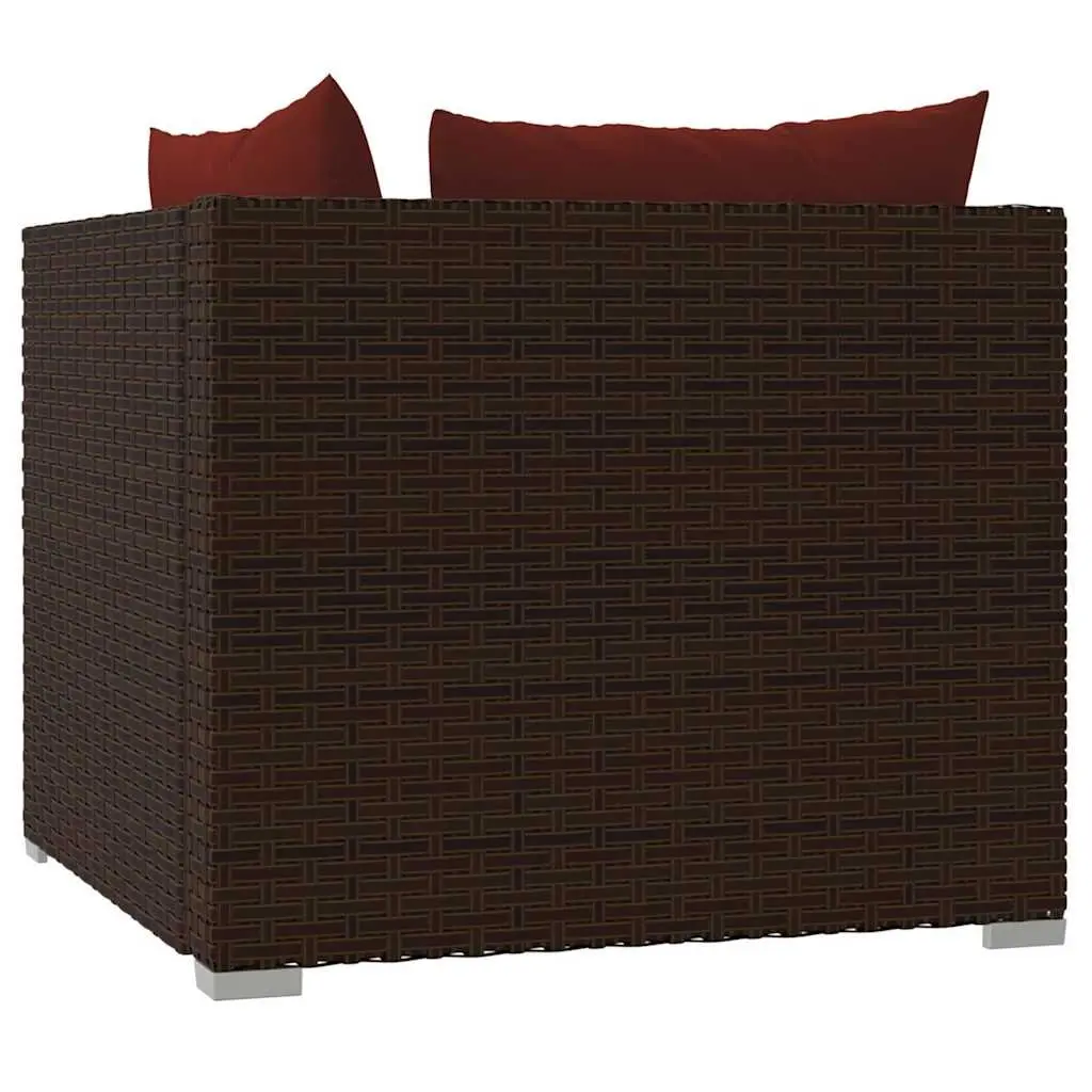 2-Seater Outdoor Sofa Brown Rattan with Cushions