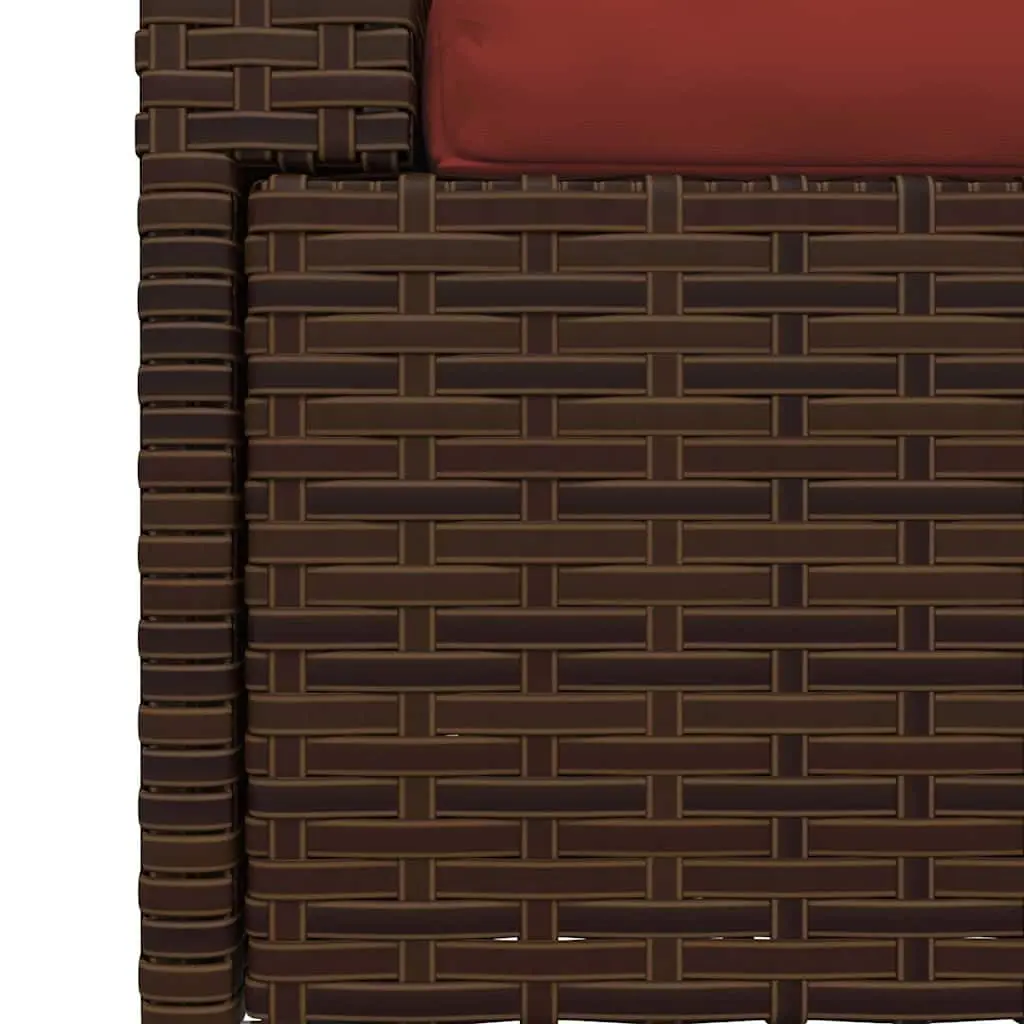 2-Seater Outdoor Sofa Brown Rattan with Cushions