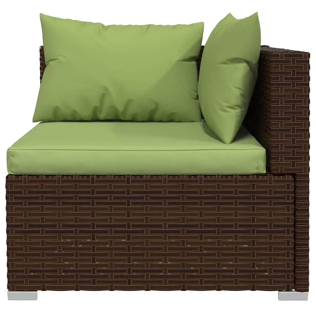 3 Seater Modular Outdoor Sofa with Removable Cushions in Brown Rattan