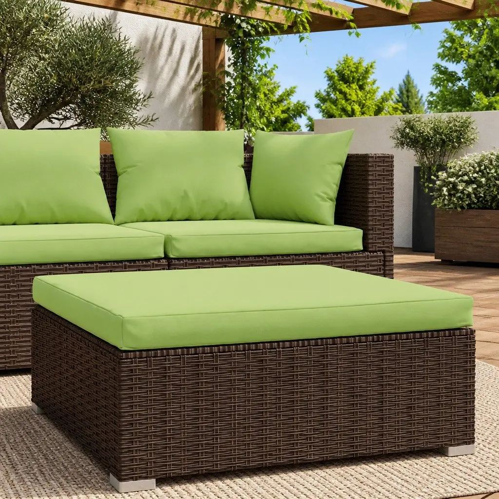 Garden Footrest Ottoman Outdoor Sectional Patio Sofa Unit with Cushion Brown