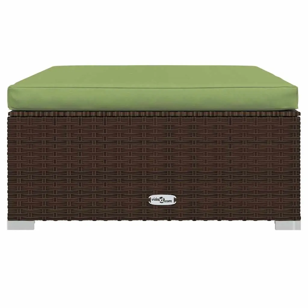 Garden Footrest Ottoman Outdoor Sectional Patio Sofa Unit with Cushion Brown