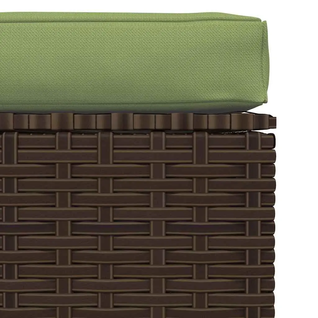 Garden Footrest Ottoman Outdoor Sectional Patio Sofa Unit with Cushion Brown