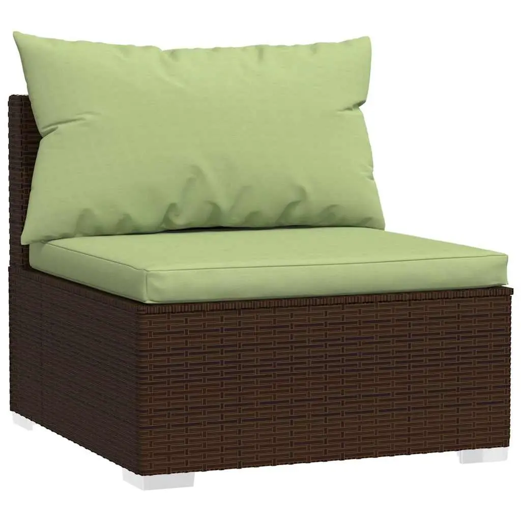 Modular Outdoor Middle Sofa with Removable Cushions Brown Rattan