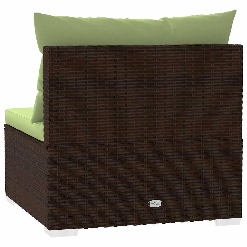 Modular Outdoor Middle Sofa with Removable Cushions Brown Rattan