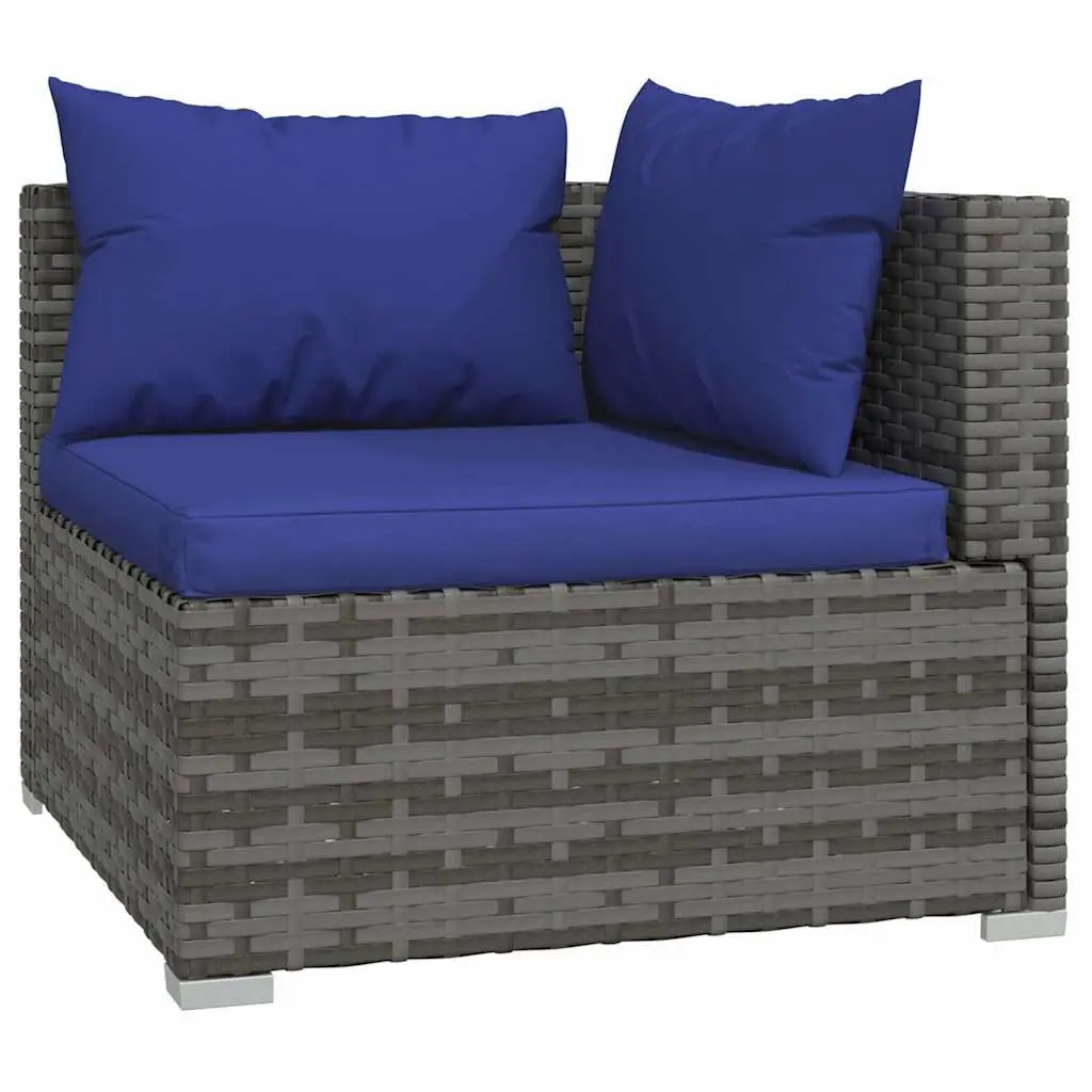4 Piece Outdoor Garden Lounge Set with Cushions Grey Poly Rattan Patio Furniture