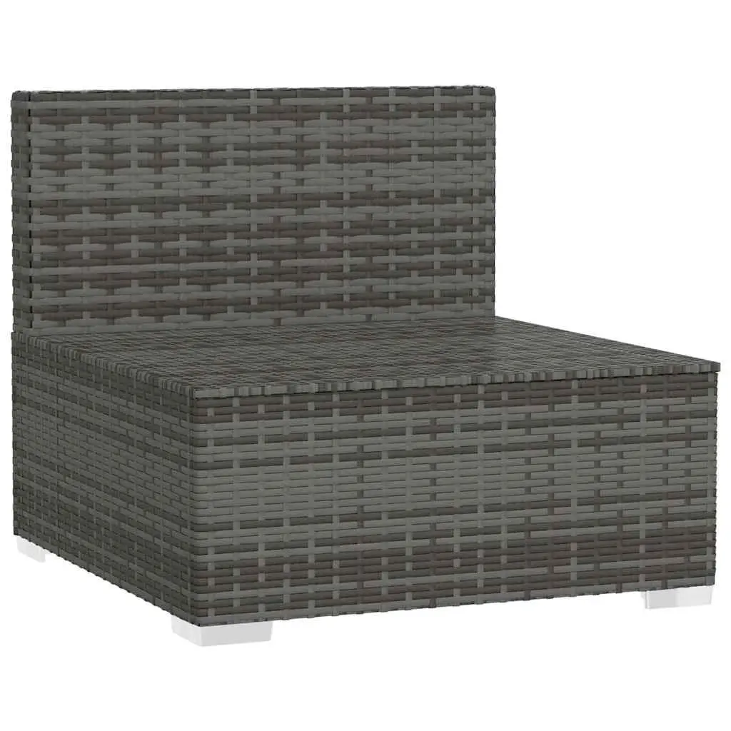 Modular Outdoor Middle Sofa Grey Rattan with Cushions for Patio and Garden