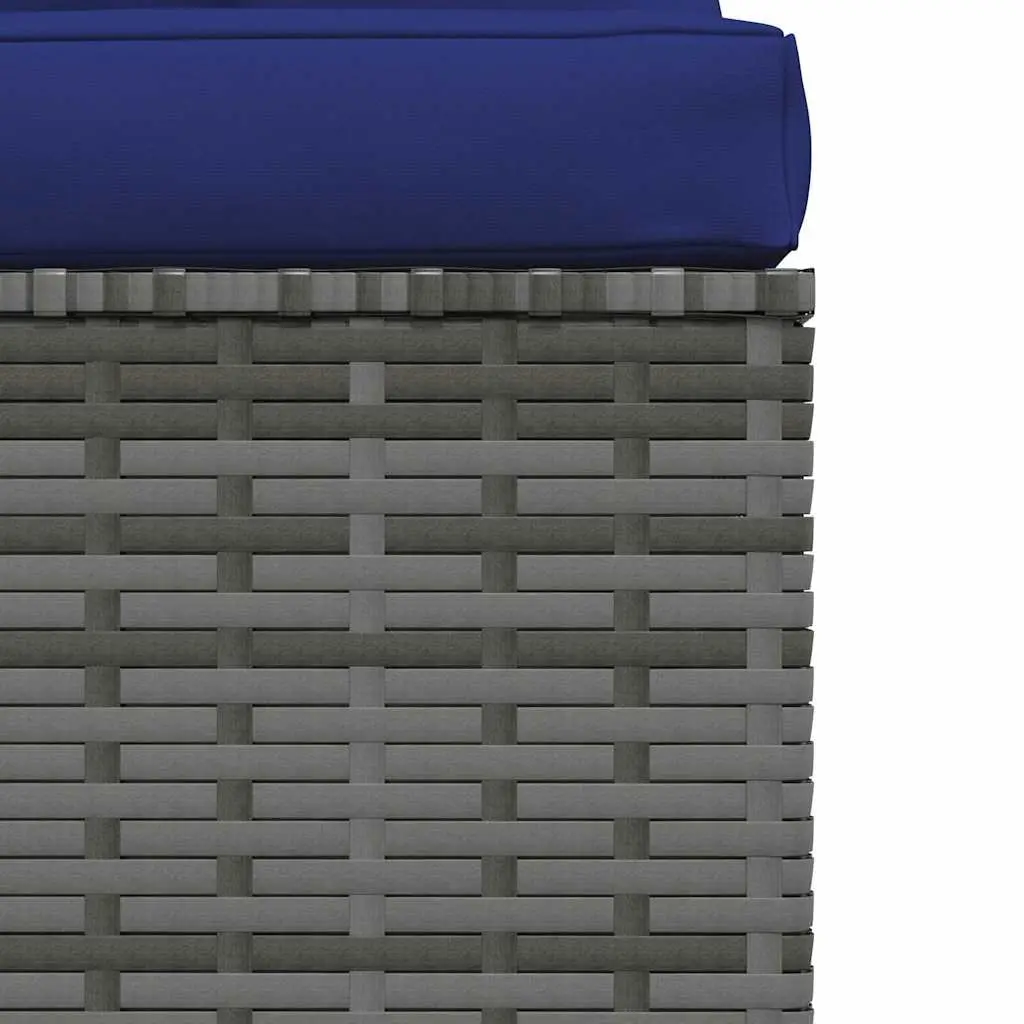 Modular Outdoor Middle Sofa Grey Rattan with Cushions for Patio and Garden