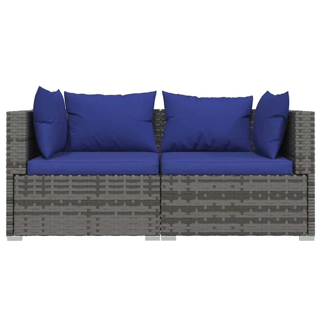 Garden Lounge Set 3 Piece with Cushions Outdoor Patio Sofa Grey Poly Rattan