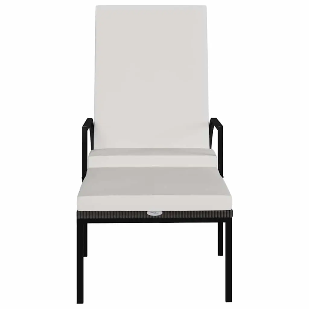 Adjustable Backrest Sun Lounger with Integrated Footrest Steel Frame Outdoor Chair Brown