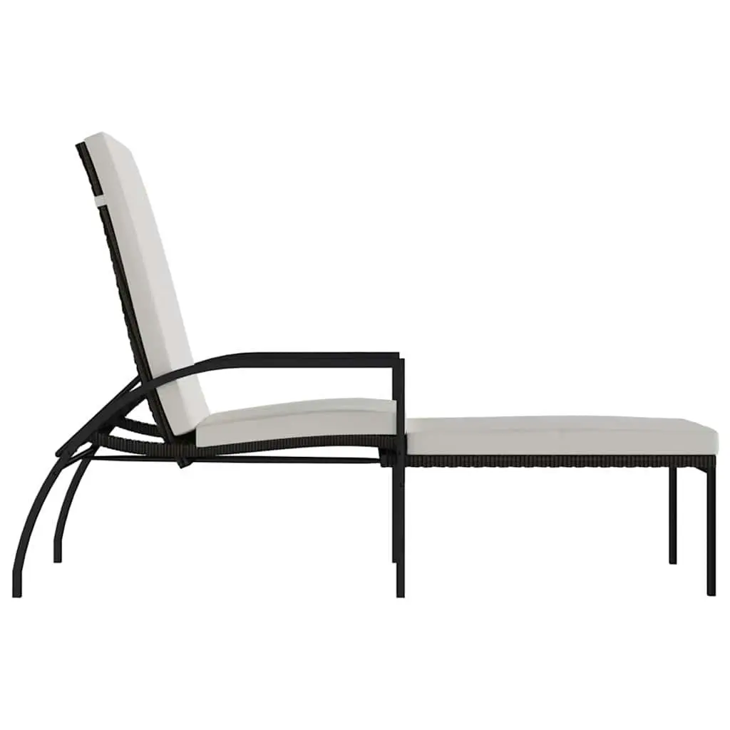 Adjustable Backrest Sun Lounger with Integrated Footrest Steel Frame Outdoor Chair Brown