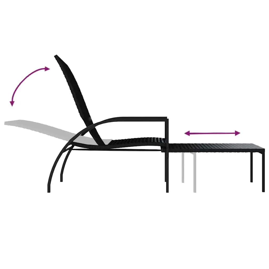 Sun Lounger Adjustable Backrest Steel Frame Outdoor Garden Patio Chair
