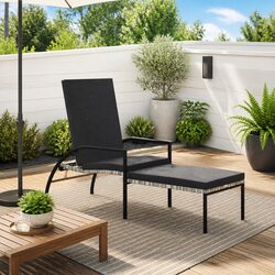 Sun Lounger with Footrest Adjustable Backrest Garden Outdoor Lounging Chair Grey