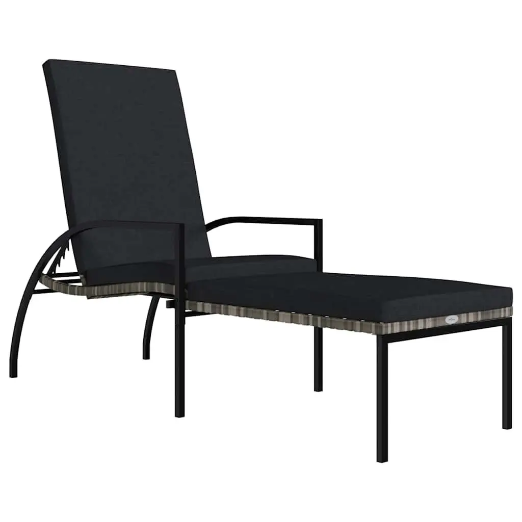Grey Sun Lounger with Adjustable Backrest