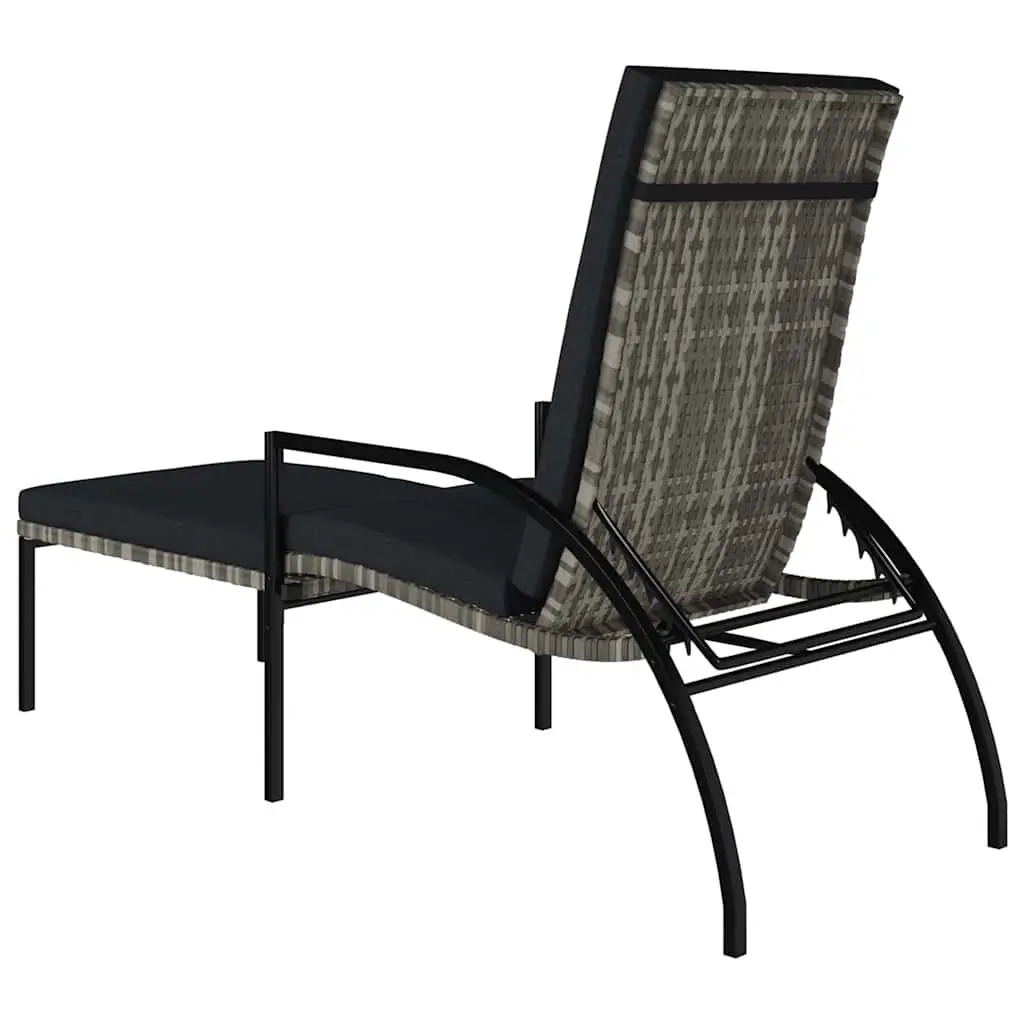 Grey Sun Lounger with Adjustable Backrest