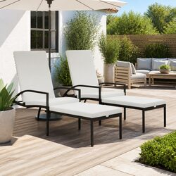 Brown Outdoor Loungers 2 pcs with Footrest for Relaxation