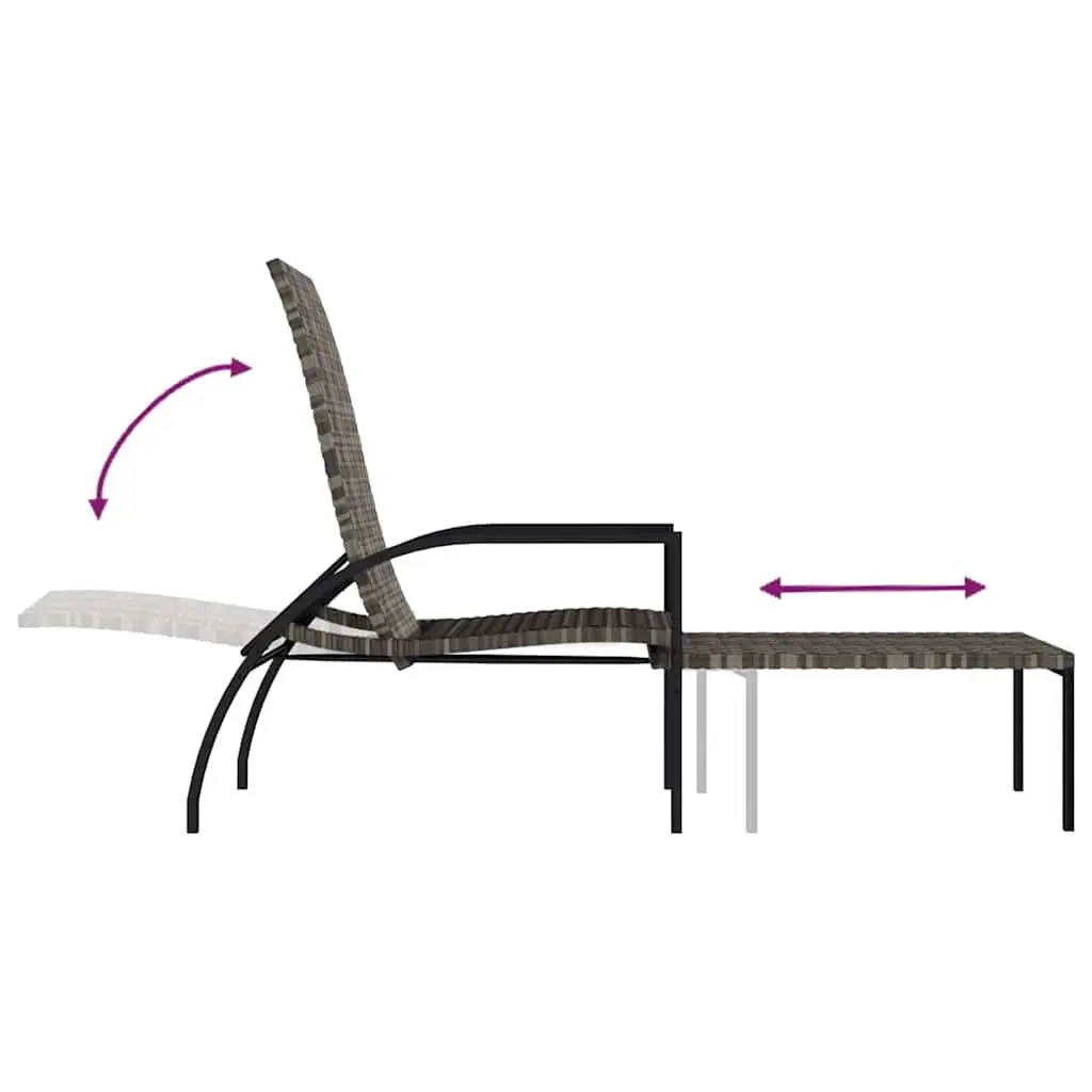 Sun Loungers 2pcs with Footrest Grey Outdoor Lounge Chairs Patio Garden Seating