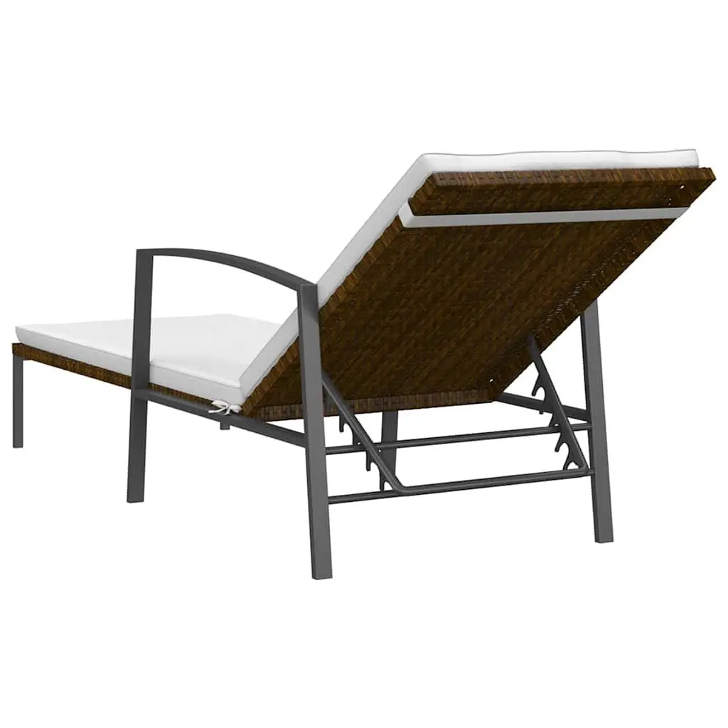 Sun Lounger Garden Outdoor Lounger Adjustable Backrest Patio Chair Brown