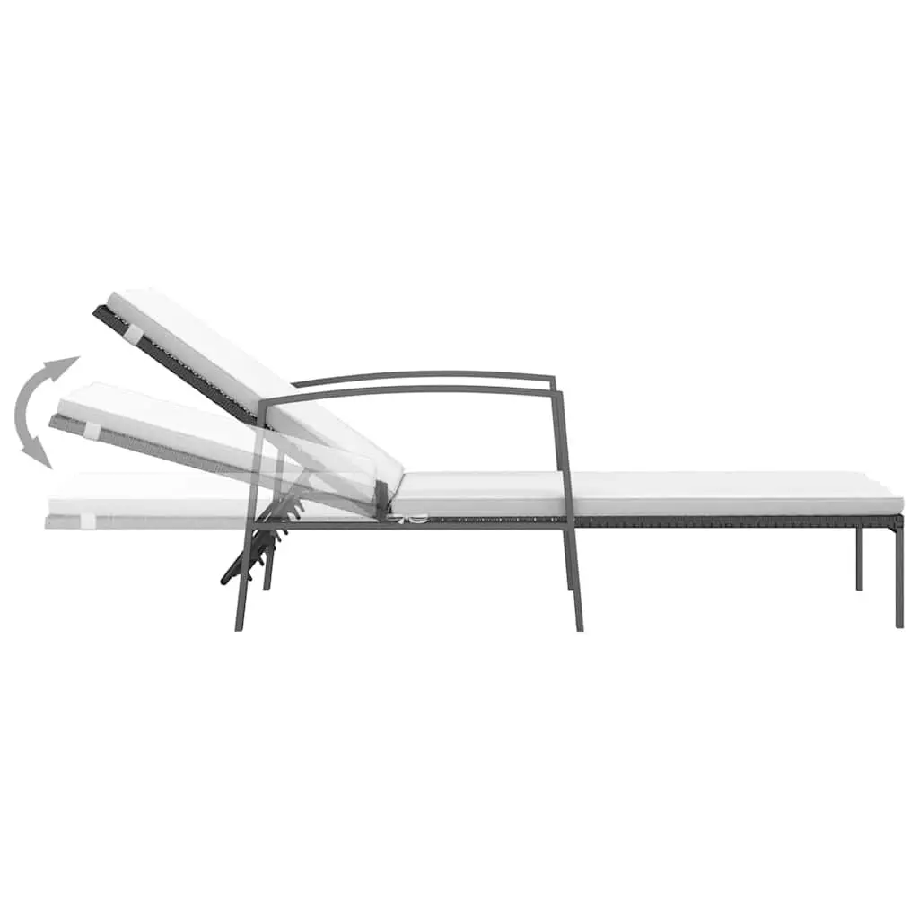 Sun Lounger Garden Outdoor Lounge Chair Adjustable Backrest Black