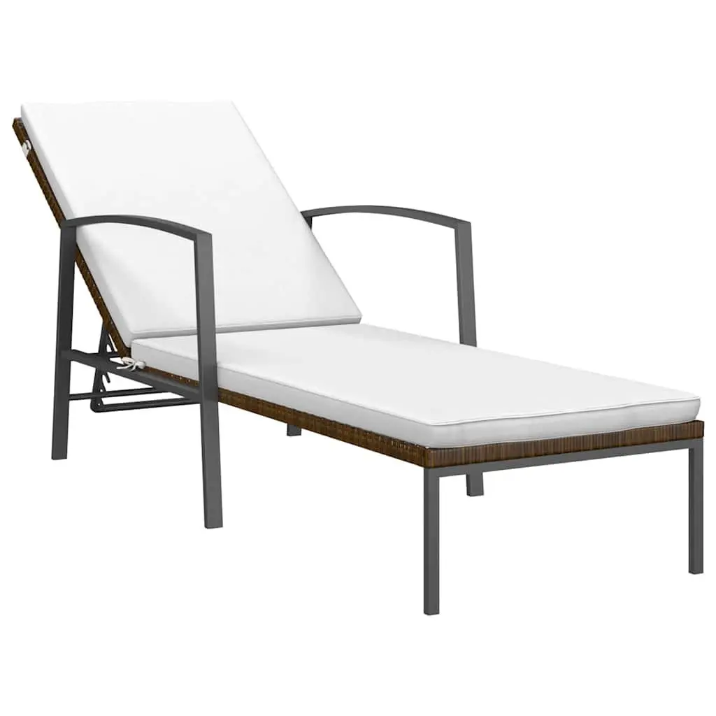 Sun Loungers 2 pcs with Table Poly Rattan Brown Outdoor Garden Patio Furniture