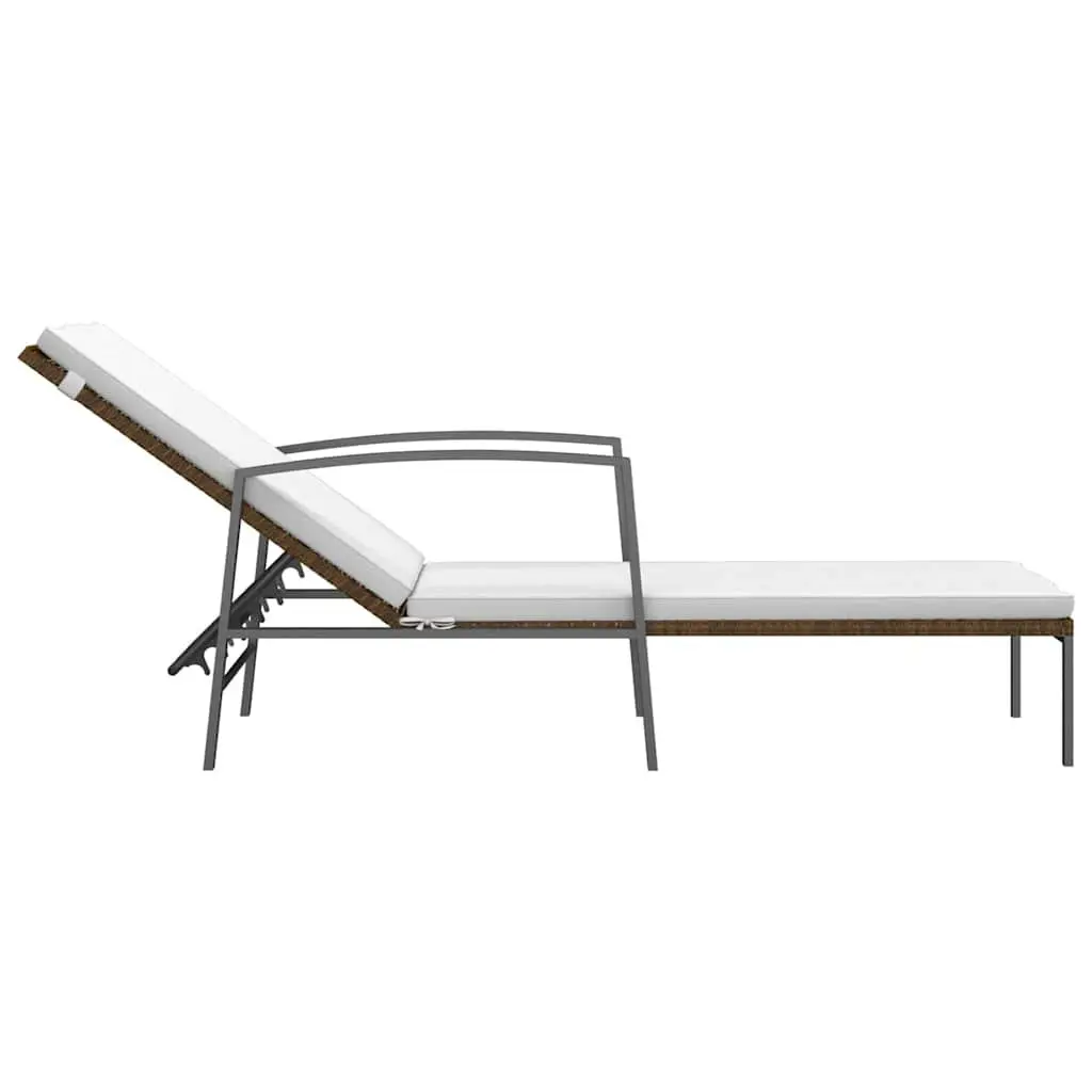 Sun Loungers 2 pcs with Table Poly Rattan Brown Outdoor Garden Patio Furniture