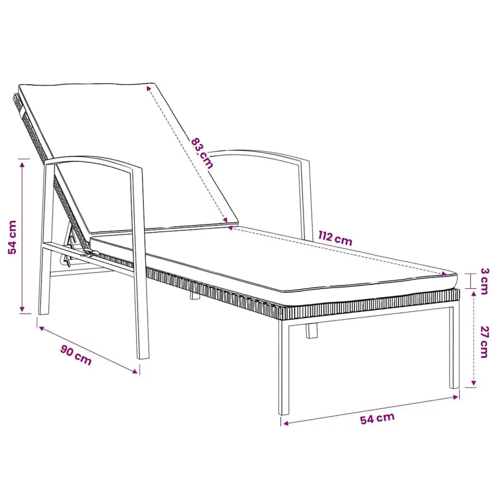 Sun Loungers Adjustable 2 pcs with Side Table Outdoor Garden Patio Lounge Chair
