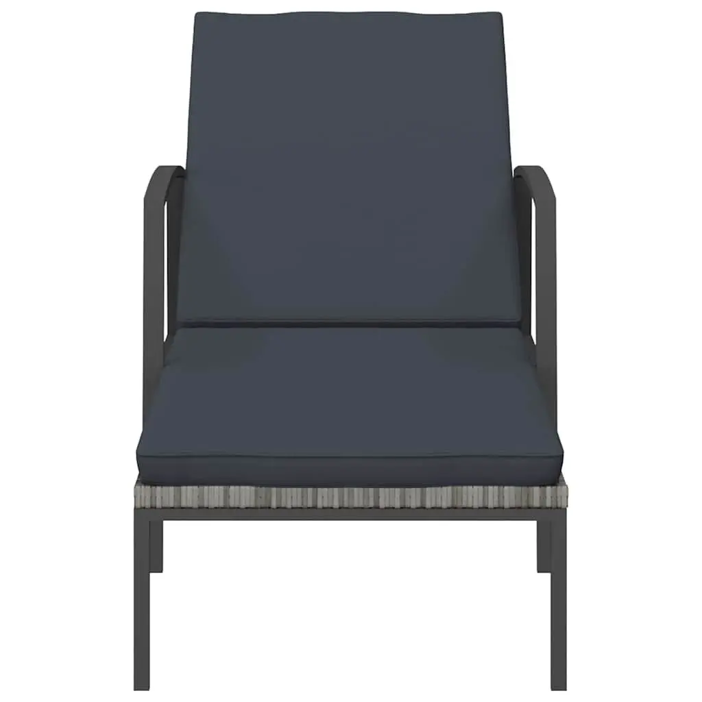 Sun Lounger with Side Table Adjustable Backrest Grey 2 Piece Set