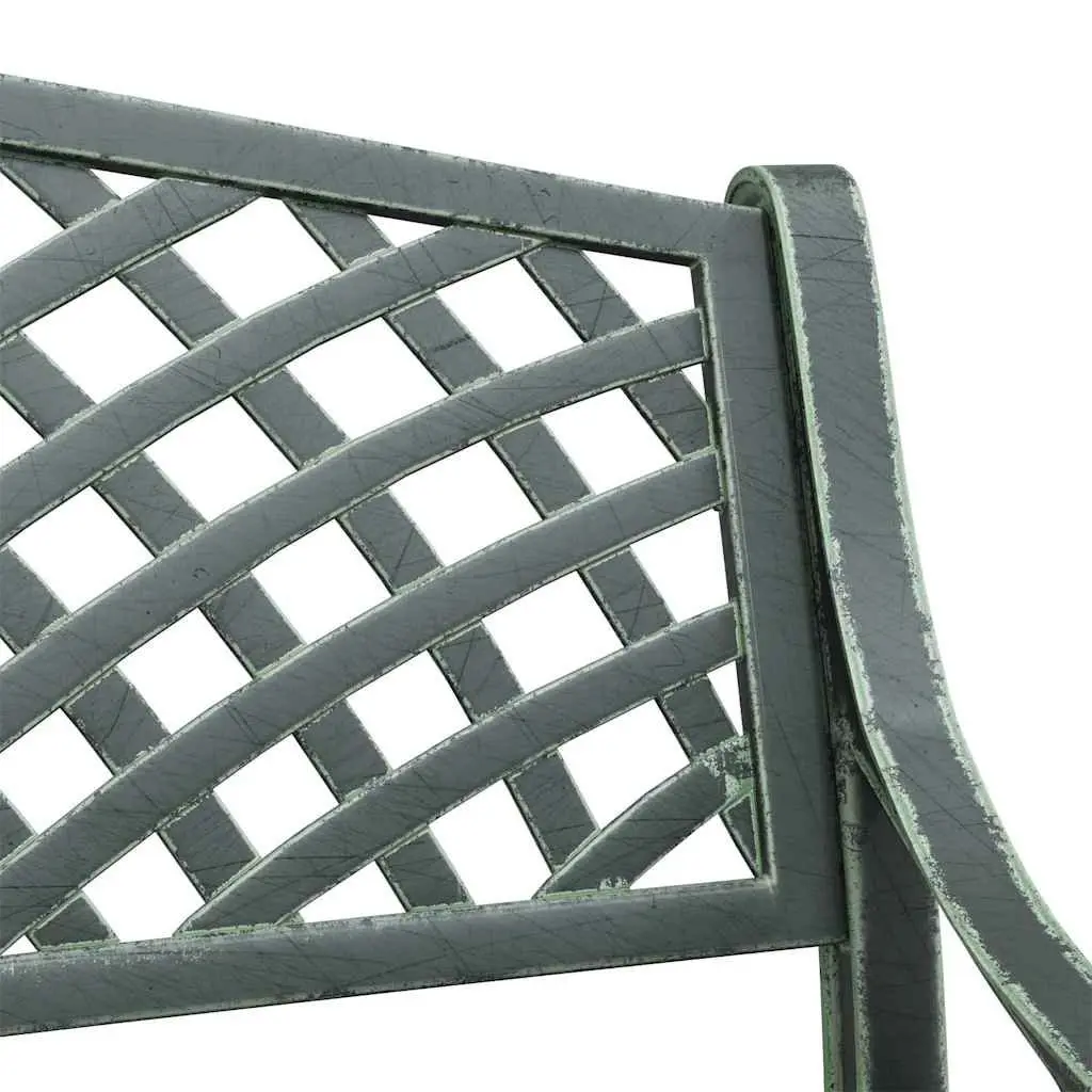 Outdoor Garden Bench Weather Resistant Green 102cm Cast Aluminium Seating with Decorative Scrollwork