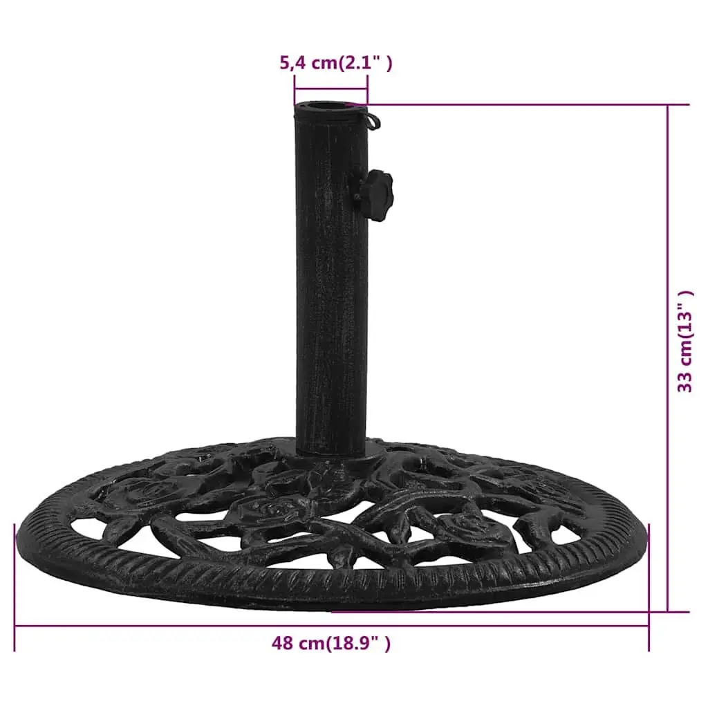 Umbrella Base Heavy Duty Black Cast Iron 48 x 48 x 33 cm Outdoor Garden Patio Stand