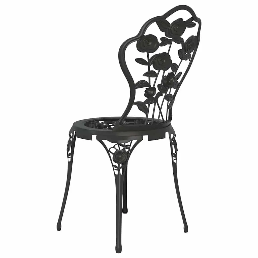 Outdoor Bistro Chairs Set 2 pcs Garden Patio Seating Floral Design Black