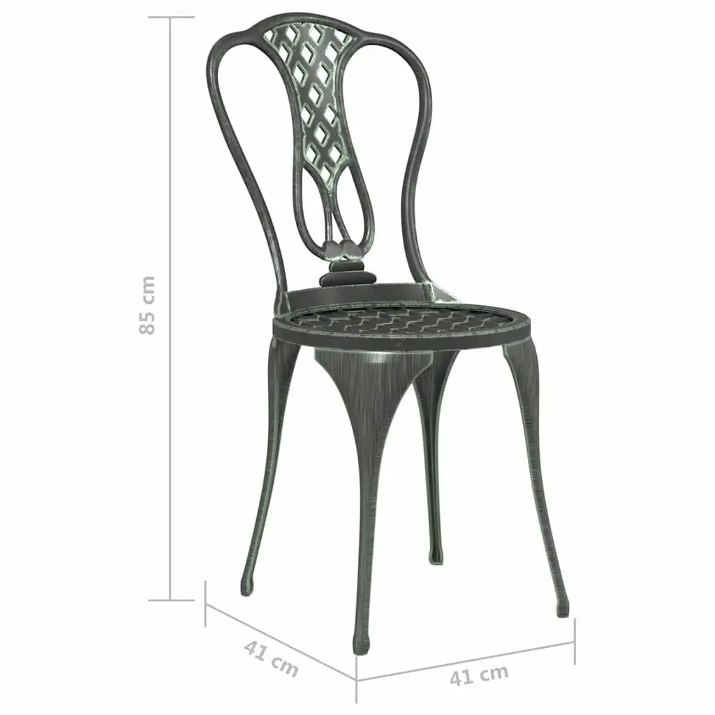 Bistro Set Outdoor Garden Patio Furniture Cast Aluminium Green Floral 3 Piece