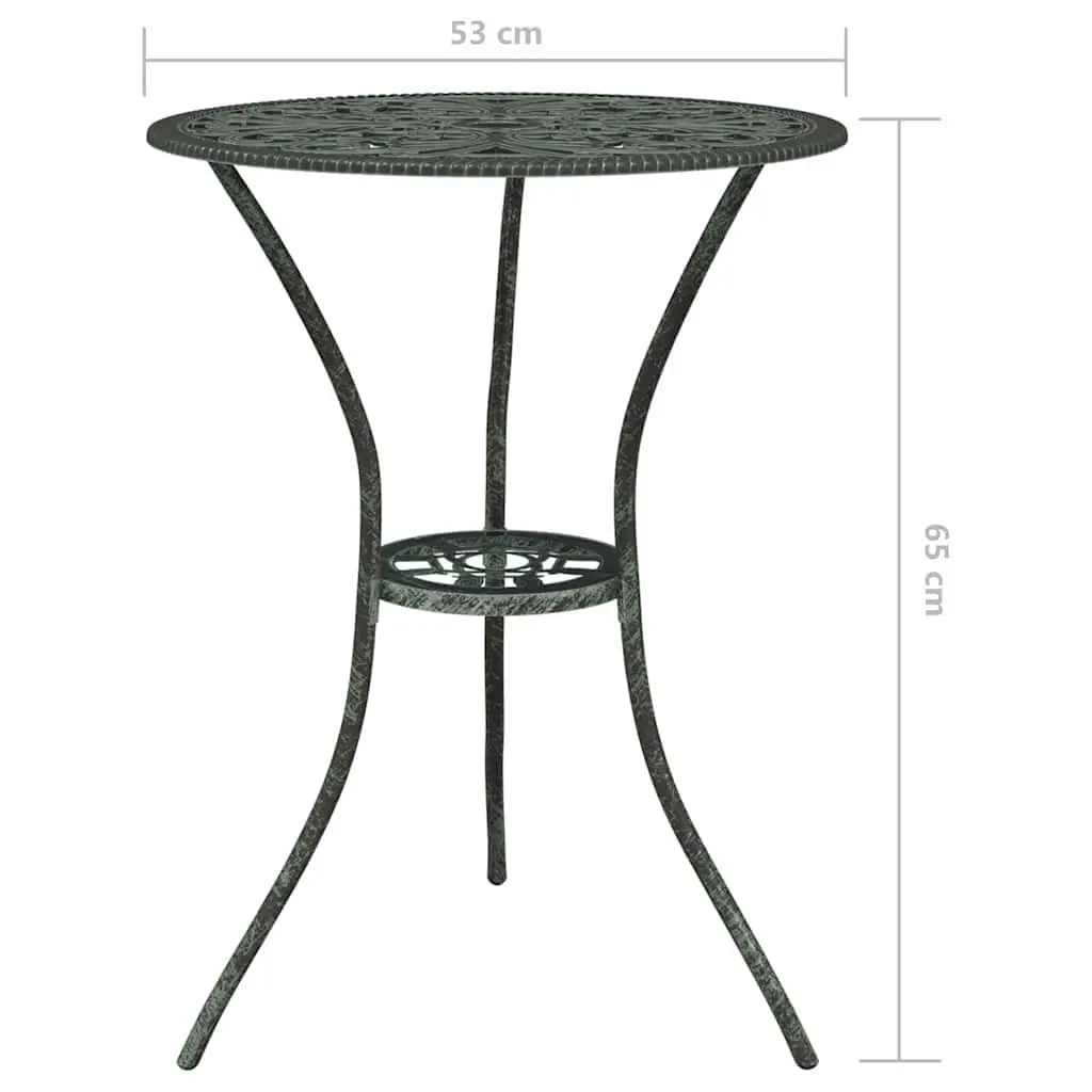 Bistro Set Outdoor Garden Patio Furniture Cast Aluminium Green Floral 3 Piece