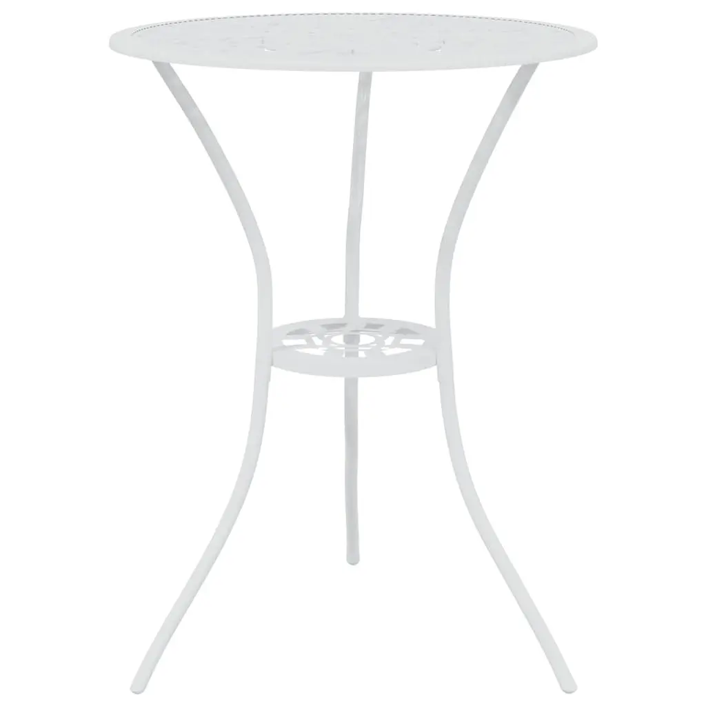 Bistro Set 3 Piece Outdoor Dining Furniture White Cast Aluminium