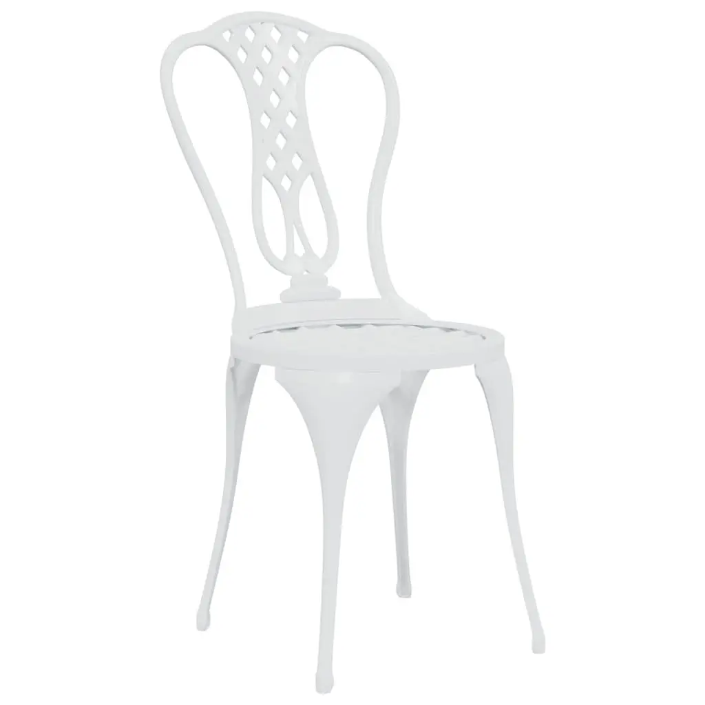 Bistro Set 3 Piece Outdoor Dining Furniture White Cast Aluminium