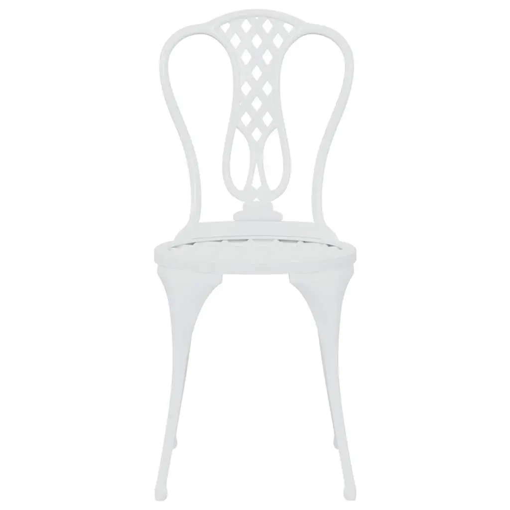 Bistro Set 3 Piece Outdoor Dining Furniture White Cast Aluminium