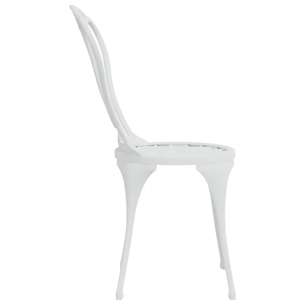 Bistro Set 3 Piece Outdoor Dining Furniture White Cast Aluminium