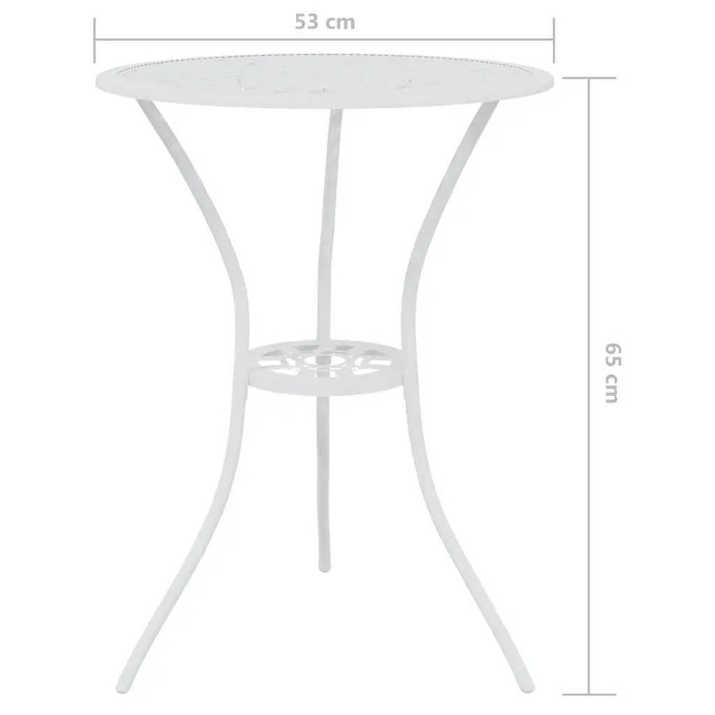 Bistro Set 3 Piece Outdoor Dining Furniture White Cast Aluminium