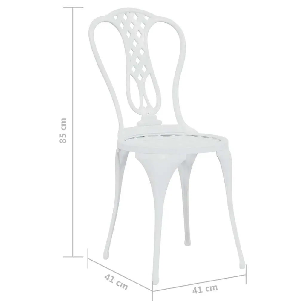 Bistro Set 3 Piece Outdoor Dining Furniture White Cast Aluminium