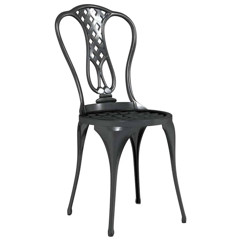 3 Piece Bistro Set Outdoor Patio Garden Furniture Cast Aluminium Black Floral