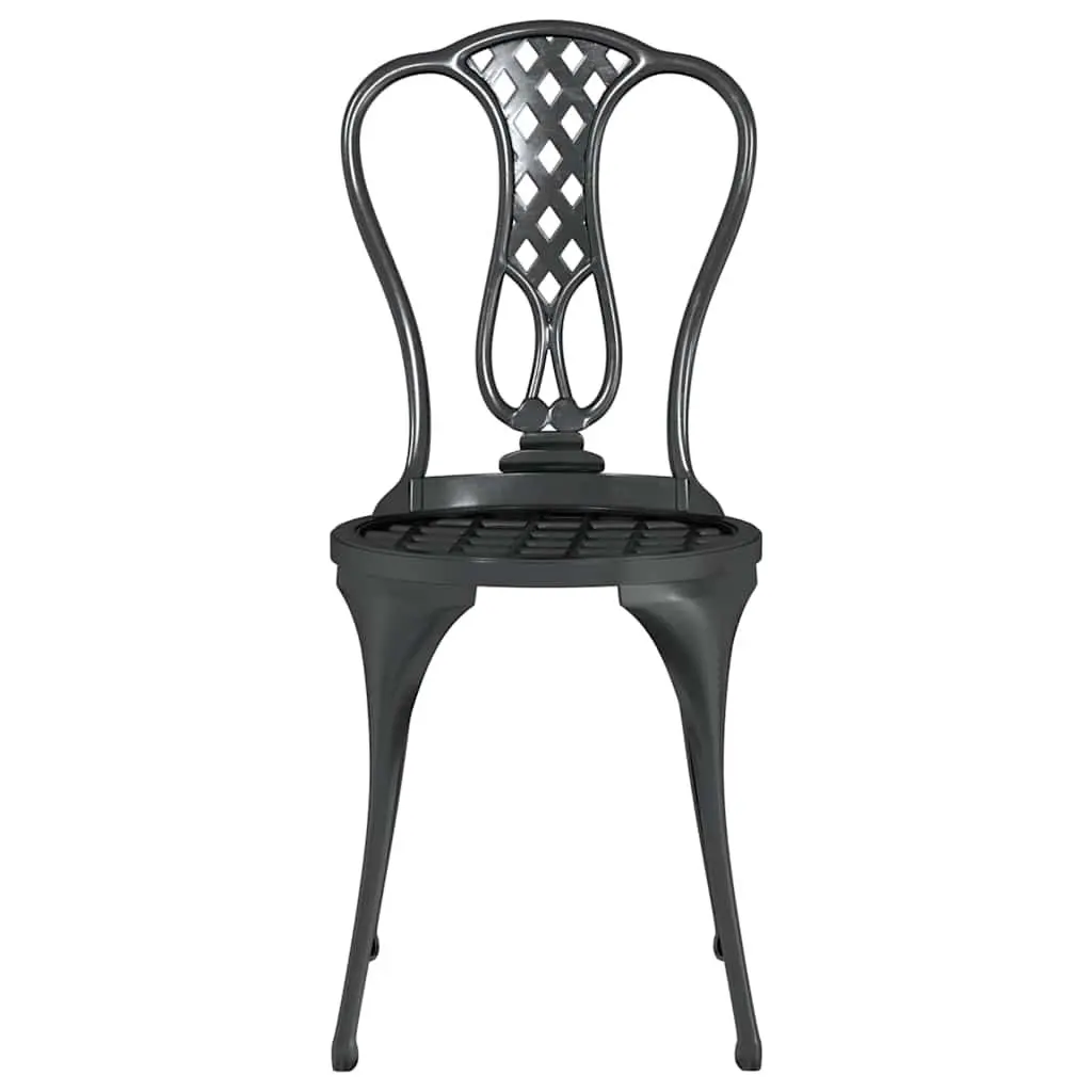 3 Piece Bistro Set Outdoor Patio Garden Furniture Cast Aluminium Black Floral